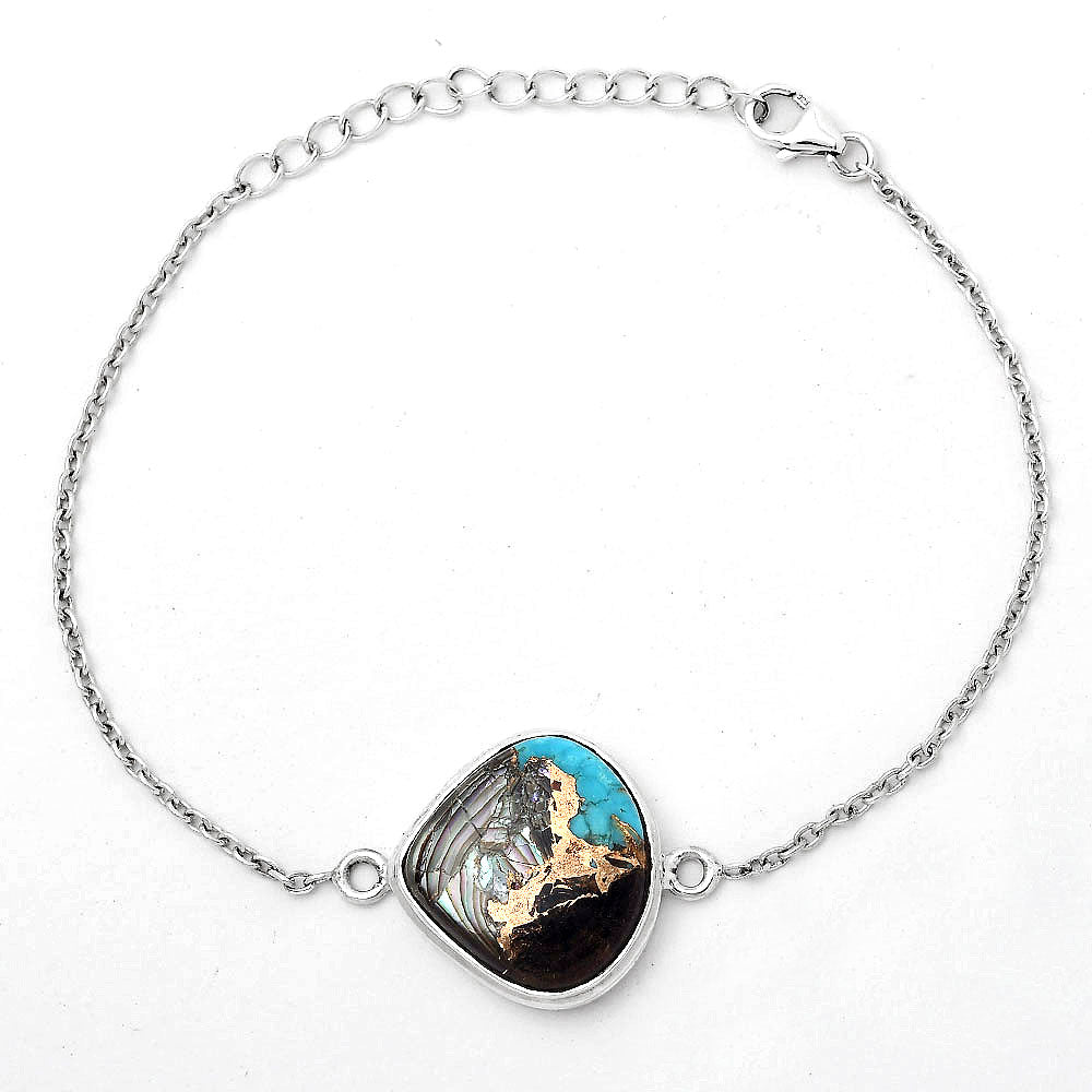 Natural Shell In Black Blue Turquoise Bracelet B-1023 SDB3008-0