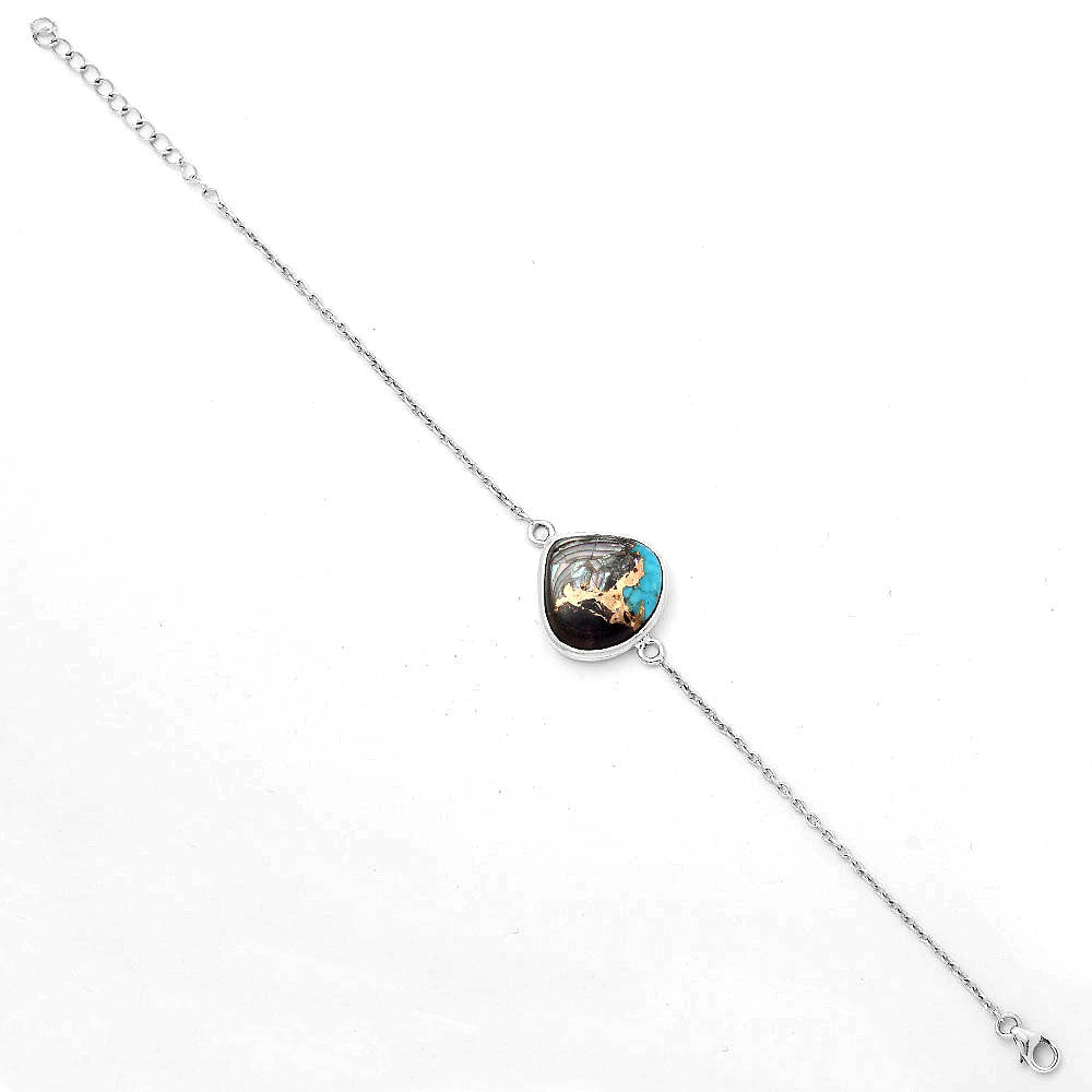 Natural Shell In Black Blue Turquoise Bracelet B-1023 SDB3008-2