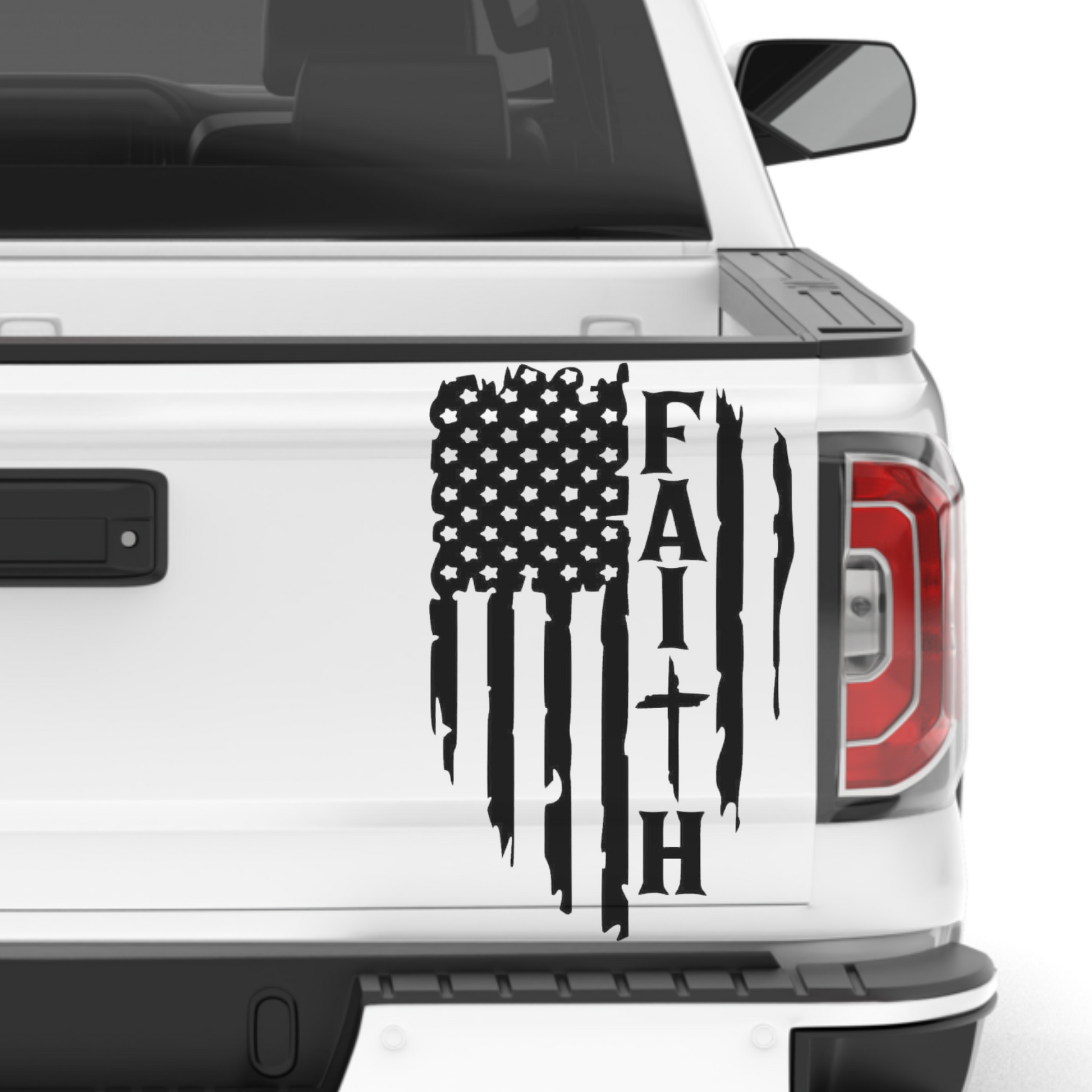 Faith Cross Tattered USA Flag Vinyl Decal Sticker-0